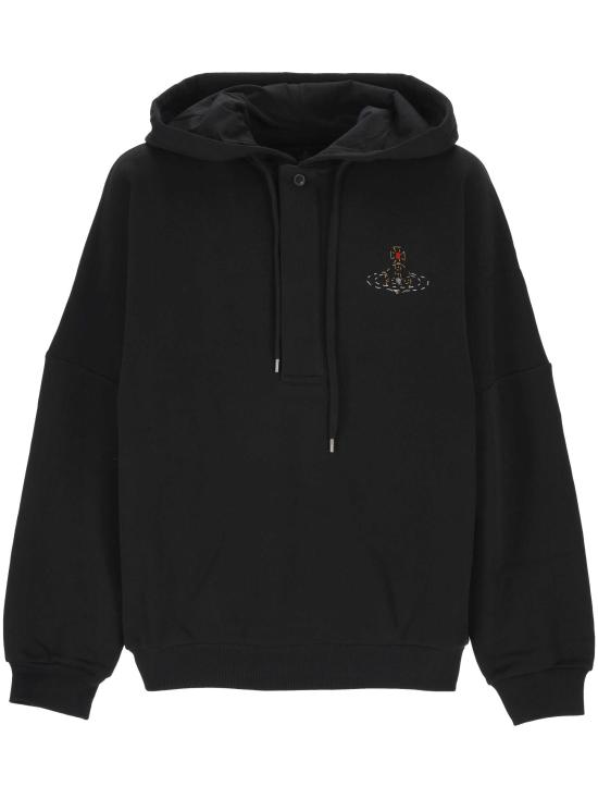 26FW 비비안웨스트우드 ORB 자수 배트윙 후드 2I01000U J00ASN401 Black