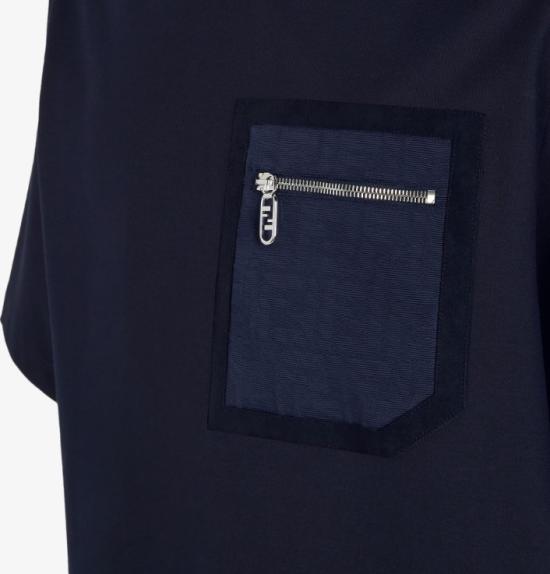 26FW 펜디 FF 포켓 저지 티셔츠 FY1257 APM4F0QG0 Dark Blue - FENDI