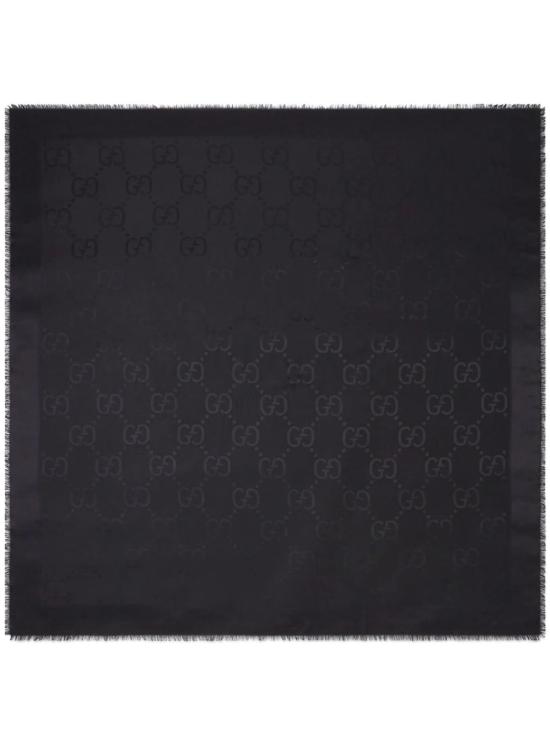 26FW 구찌 GG 자카드 실크 울 숄 663671 3GC431000 BLACK - GUCCI