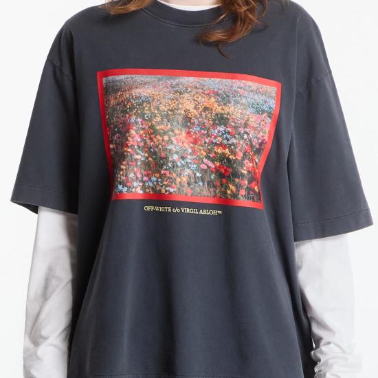 26FW 오프화이트 반팔 티셔츠 2FA00436T W045 FADE OUT BLACK HIGH RISK RED