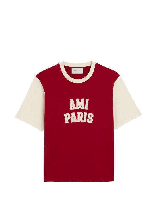 26FW 아미 반팔 티셔츠 UTS418 JE0272A202 RUBY RED IVORY