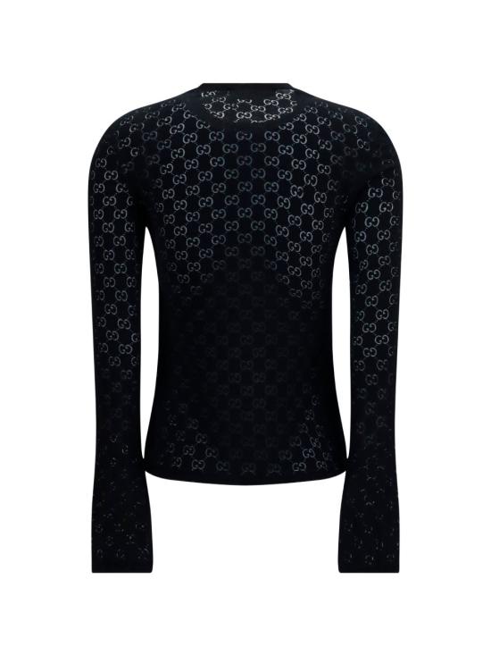 26FW 구찌 GG 코튼 데보레 긴소매 티셔츠 872756 XKFMQ1000 BLACK - GUCCI