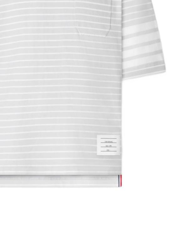 26FW 톰브라운 반팔 티셔츠 MJS310A J0269057 PALE GREY WHITE - THOM BROWNE