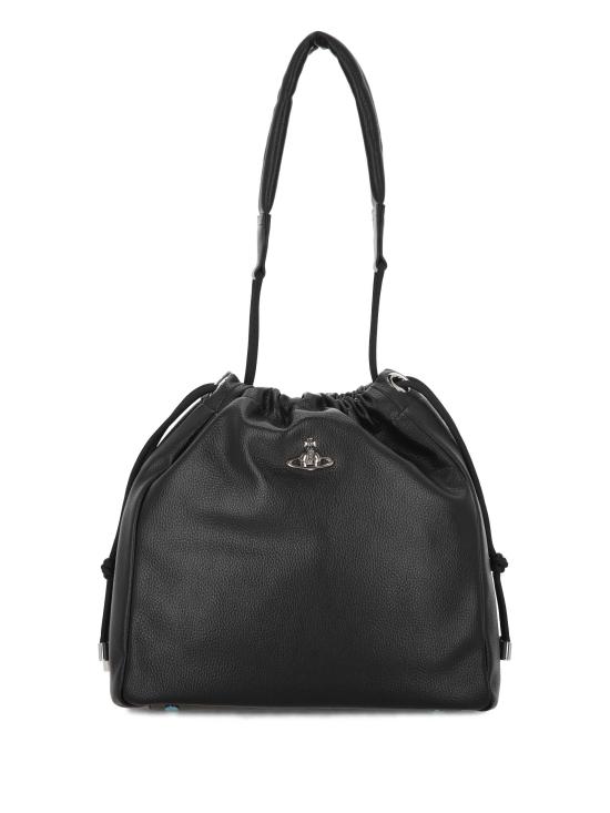 26FW 비비안웨스트우드 그레인 레더 메탈 오르브 토트백 4C020004U S000DN403 Black