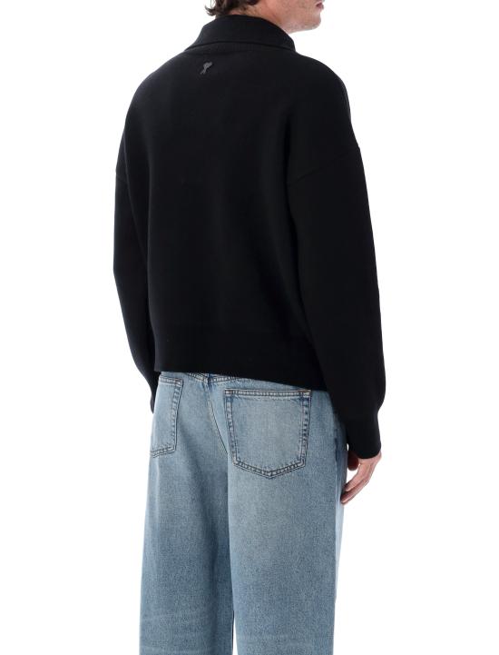 26FW 아미 브라운 하이 버튼 칼라 울 스웨터 브라운 하이 버튼 칼라 울 스웨터 UKS885KN0192 001 - AMI
