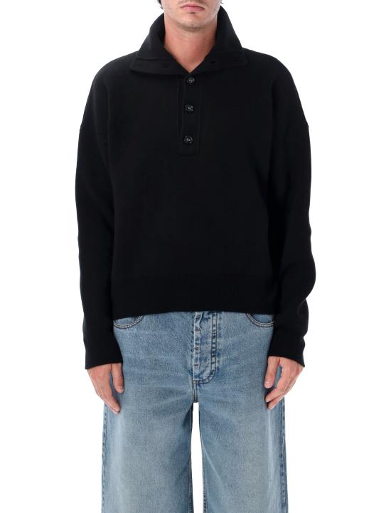 26FW 아미 브라운 하이 버튼 칼라 울 스웨터 브라운 하이 버튼 칼라 울 스웨터 UKS885KN0192 001
