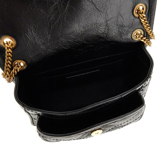 26FW 생로랑 빈티지 레더 니키 미니백 8460870EN07 Black - SAINT LAURENT