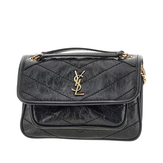 26FW 생로랑 빈티지 레더 니키 미니백 8460870EN07 Black