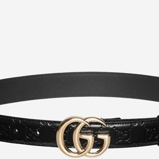  구찌 벨트 슬림 GG 마몬트  블랙 - GUCCI