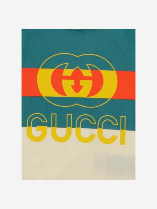  [키즈] 구찌 티셔츠 아동용 면 티셔츠 (로고 포함) 멀티컬러 - GUCCI