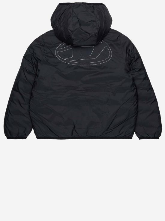  [키즈] 디젤 자켓 키즈 후드 나일론 재킷 블랙 - DIESEL