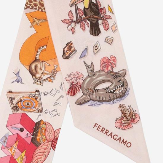  살바토레 페라가모 머플러/스카프 페라가모 미니 실크 반도 정글 파티 프린트 스카프 - SALVATORE FERRAGAMO