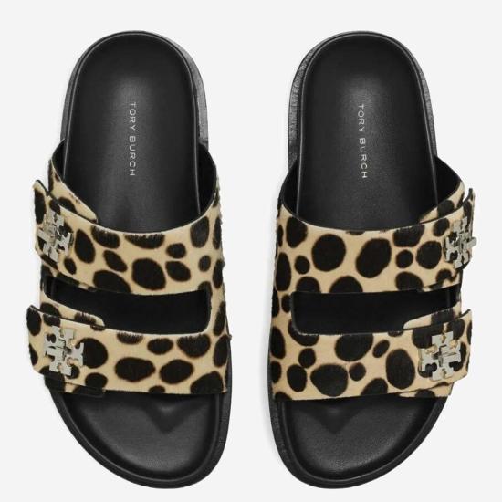  토리버치 뮬/슬리퍼 토리 버치 레오파드 패턴 가죽 슬라이더 샌들 멀티컬러 - TORY BURCH