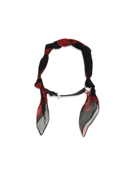  알렉산더 맥퀸 팔찌 더블 랩 스컬 스카프 브레이슬릿 블랙/레드/골드 - ALEXANDER MCQUEEN