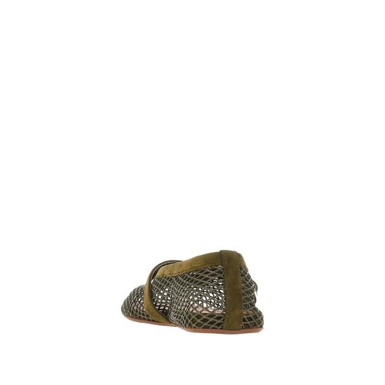26FW 알라이아 피쉬넷 발레 플랫 AA3A029TK061SUEDE Green - ALAIA