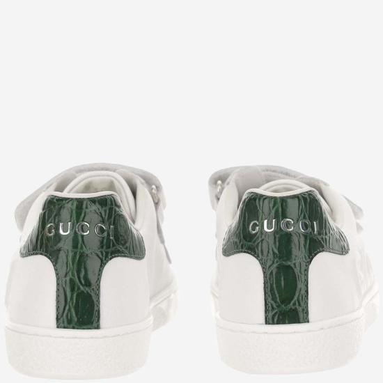  [키즈] 구찌 스니커즈 에이스 가죽 스니커즈 (어린이용, 흰색) - GUCCI