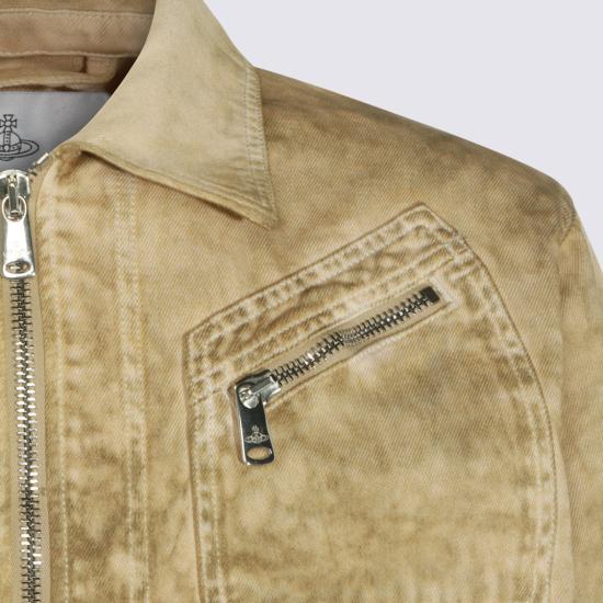 26SS 비비안웨스트우드 워시드 지퍼 캐주얼 자켓 2801000JW01HAC403 Neutrals - VIVIENNE WESTWOOD