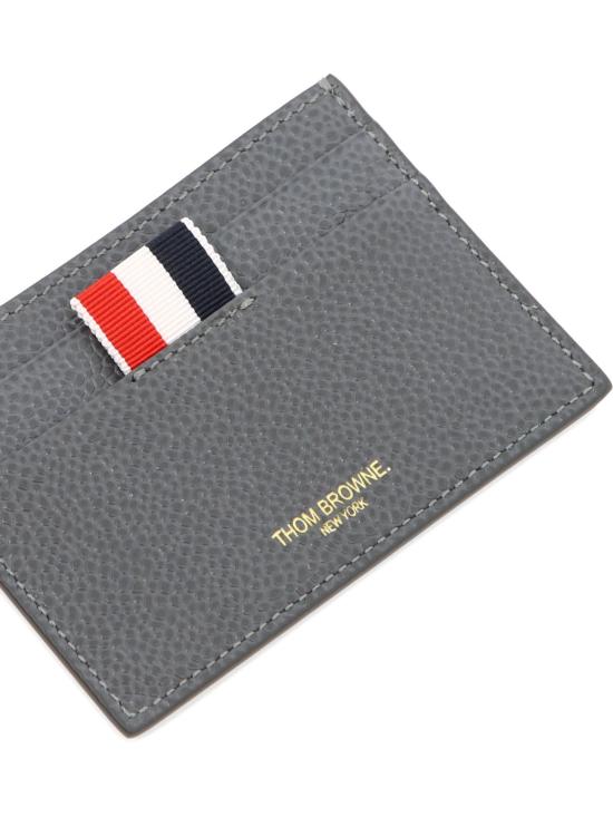 26FW 톰브라운 페블 그레인 레더 스트라이프 싱글 카드 홀더 MAW020L 00198 025 DGRAY DOM - THOM BROWNE
