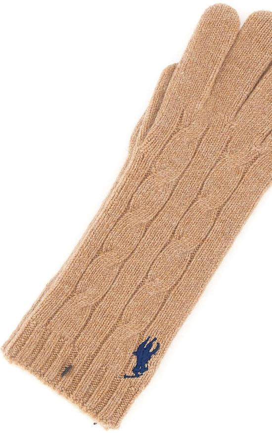 26FW 랄프 로렌 포니 로고 울캐시미어 케이블 니트 장갑 455981440003 BEIGE - RALPH LAUREN