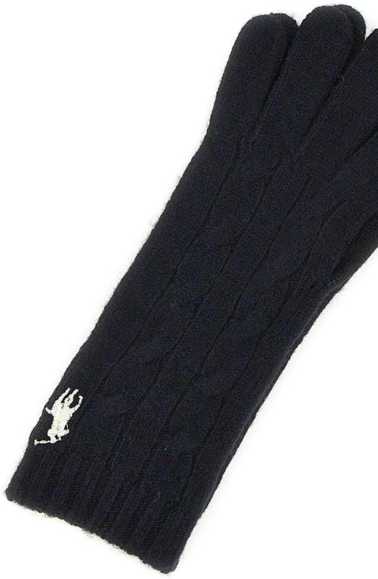 26FW 랄프 로렌 포니 로고 울캐시미어 케이블 니트 장갑 455981440001 BLACK - RALPH LAUREN