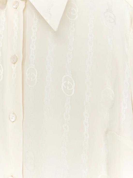 26FW 구찌 인터로킹 G 체인 실크 자카드 셔츠 872007ZAM489050 BIANCO - GUCCI