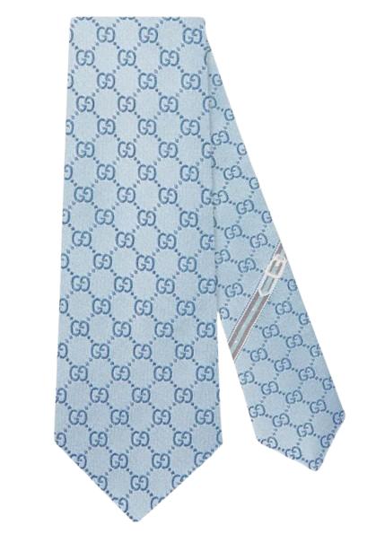 26FW 구찌 GG 패턴 실크 타이 4565204B0024968 AZZURRO