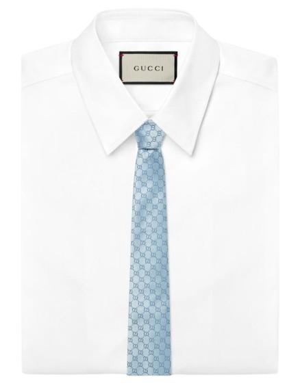 26FW 구찌 GG 패턴 실크 타이 4565204B0024968 AZZURRO - GUCCI