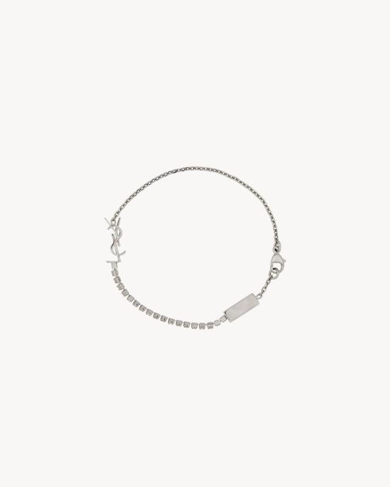 26FW 생로랑 메탈 앤 라인스톤 오피움 참 브레이슬릿 712345Y15268162 ARGENTO - SAINT LAURENT
