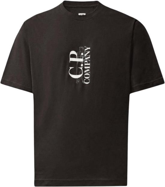 26FW 씨피 컴퍼니 탑 CPCOMPANY21CMTS134A005100W999301VERTICALLOGOTSHIRTSHORTSLEEVETSHIRTSBLACK
