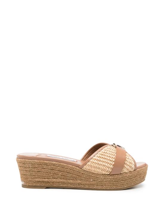26FW 지미추 뮬/슬리퍼 LEDAWEDGE50UKNNATURALTOFFEE MARRONE