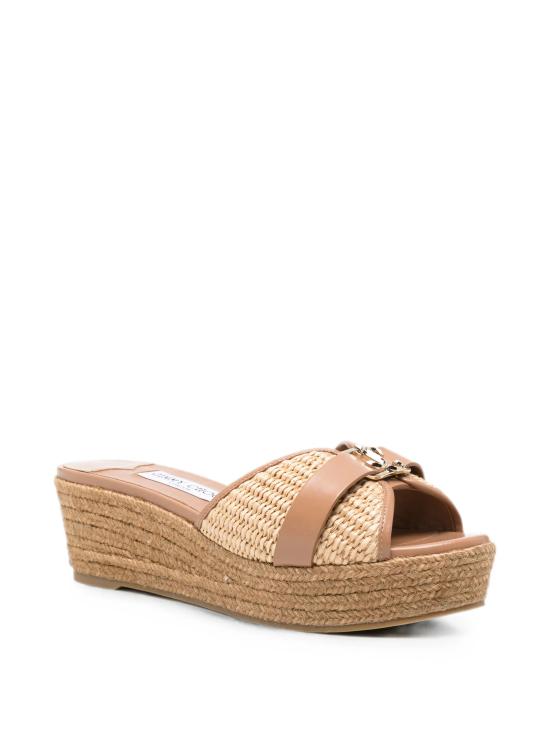 26FW 지미추 뮬/슬리퍼 LEDAWEDGE50UKNNATURALTOFFEE MARRONE - JIMMY CHOO