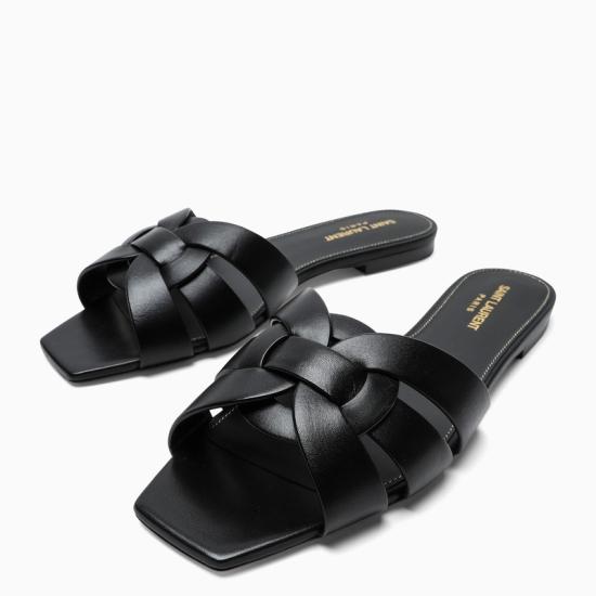 26FW 생로랑 스무스 레더 트리뷰트 플랫 뮬 571952BDA001000 NERO - SAINT LAURENT