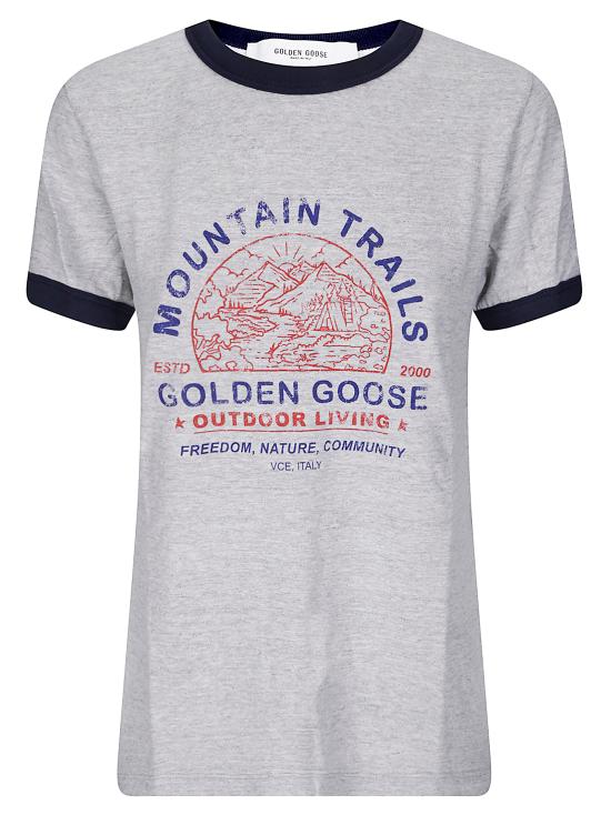 26FW 골든구스 반팔 티셔츠 GWP02768P002642 60717 GREY MELANGE NAVY