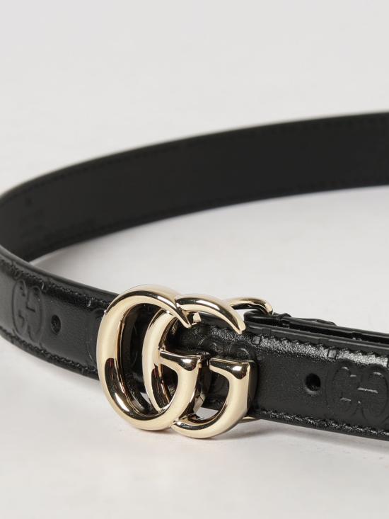 26FW 구찌 GG 마몽 씬 벨트 409417AAD5L 1000 Black - GUCCI