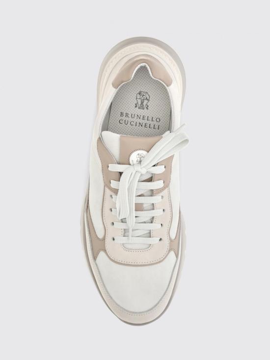 26FW 브루넬로 쿠치넬리 누벅 레더 스웨이드 러닝 스니커즈 MZUSNEO355 CTG72 White - BRUNELLO CUCINELLI
