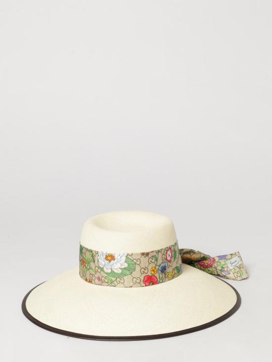 26FW 구찌 실크 리본 파나마 트윌 햇 실크 리본 파나마 트윌 햇 A001M53HBMO 9679 Beige