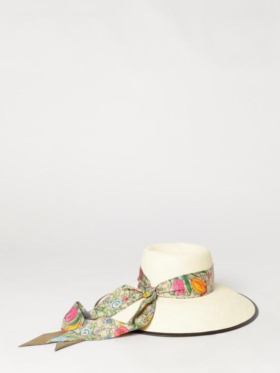 26FW 구찌 실크 리본 파나마 트윌 햇 실크 리본 파나마 트윌 햇 A001M53HBMO 9679 Beige - GUCCI