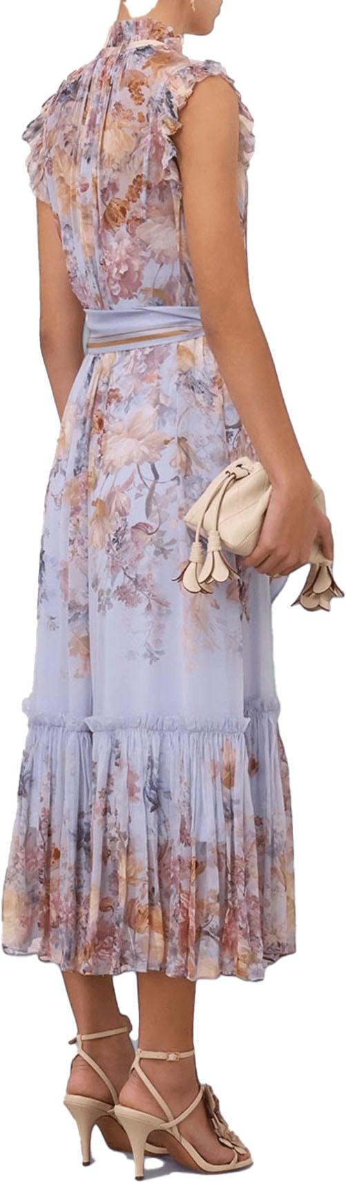 26FW 짐머만 롱 원피스 ZIMMERMANN7280DF261BUFVALIANTFLUTTERDRESSLIGHTBLUEDESSIN DIVERS - ZIMMERMANN