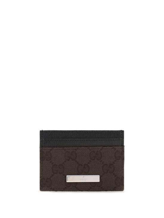  구찌 카드지갑 GG 패브릭 카드 홀더 초코 브라운/블랙 - GUCCI