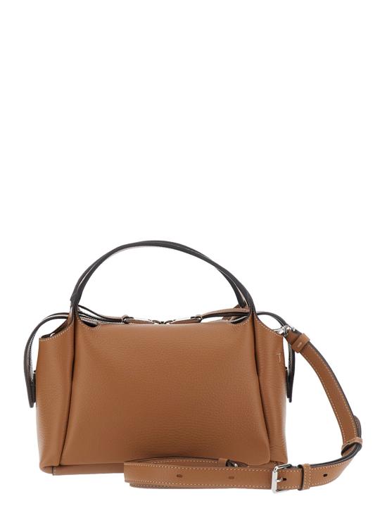  토즈 가방 숄더백 (T 로고 플레이트 포함, 브라운 색상) - TODS