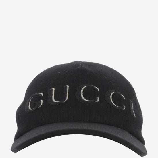  구찌 볼캡 로고 울 베이스볼  블랙 - GUCCI