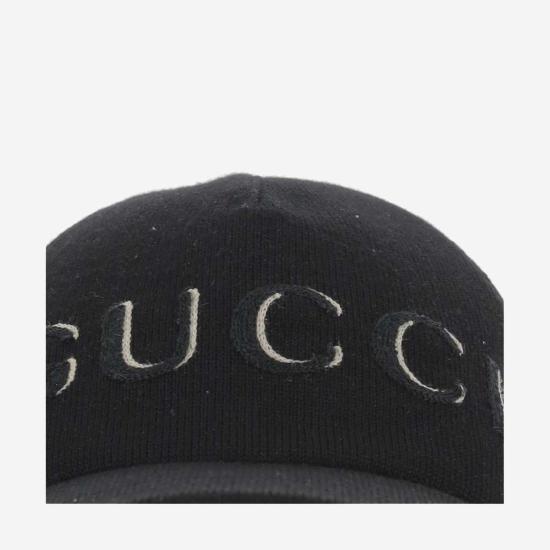  구찌 볼캡 로고 울 베이스볼  블랙 - GUCCI