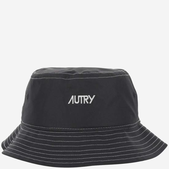  오트리 버킷햇 로고가 있는 나일론 버킷햇 블랙