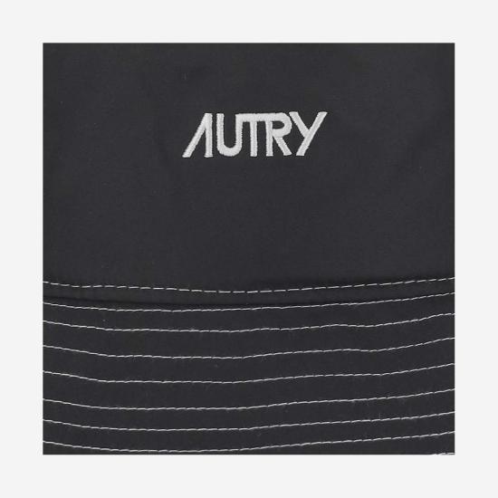  오트리 버킷햇 로고가 있는 나일론 버킷햇 블랙 - AUTRY