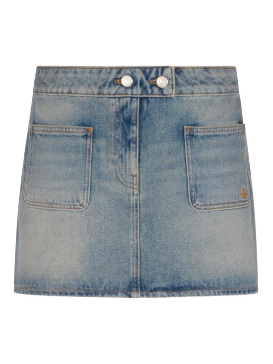 26SS 쿠레쥬 시그니처 데님 미니 스커트 126DJU342DE0058 7055 DENIM BLEU DELAVE