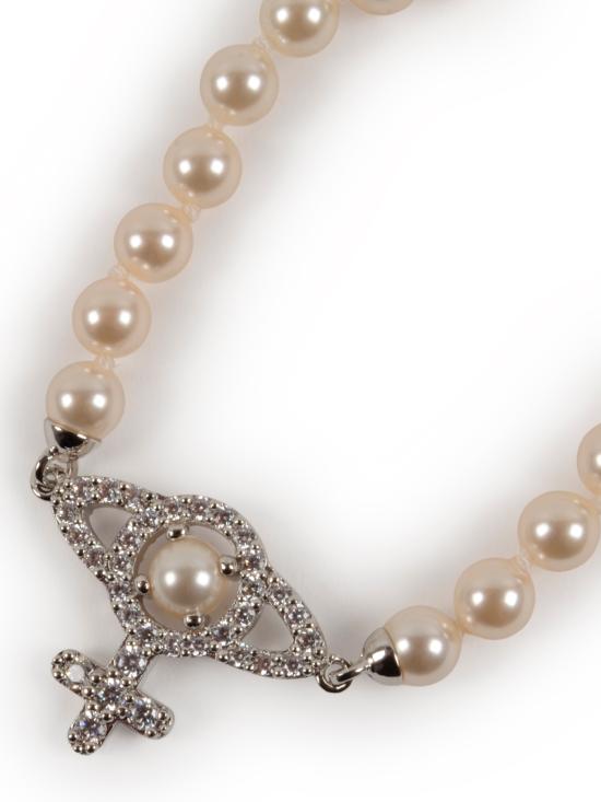 26FW 비비안웨스트우드 올림피아 펄 ORB 팔찌 6103007R 02P373SMP373 PLATINUM WHITE CZ CREAMROS - VIVIENNE WESTWOOD