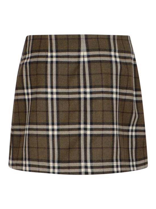 25FW 버버리 체크 본디드 울 트렌치 미니 스커트 8110911 C3078 SHRUB YEW IP CHECK - BURBERRY