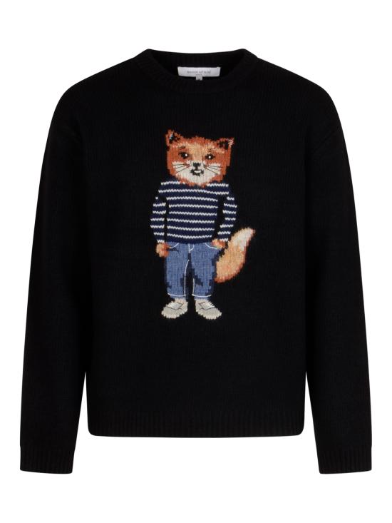 25FW 메종키츠네 드레스드 폭스 인타르시아 울 스웨터 PM00806KH0002 P199 BLACK - MAISON KITSUNE