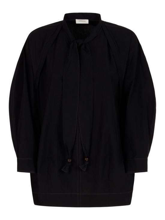 26SS 르메르 코튼 크레이프 스카프 블라우스 SH1222 LF1399BK999 BLACK - LEMAIRE