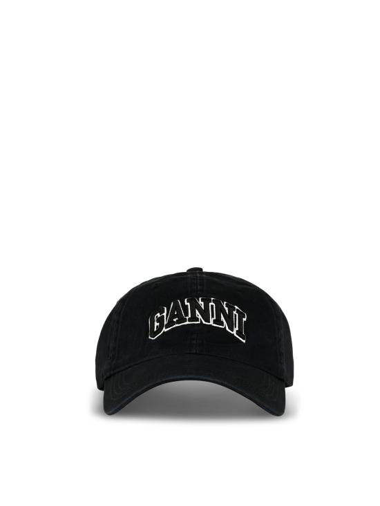 26FW 가니 로고 캔버스 볼캡 A6900 099 Black - GANNI